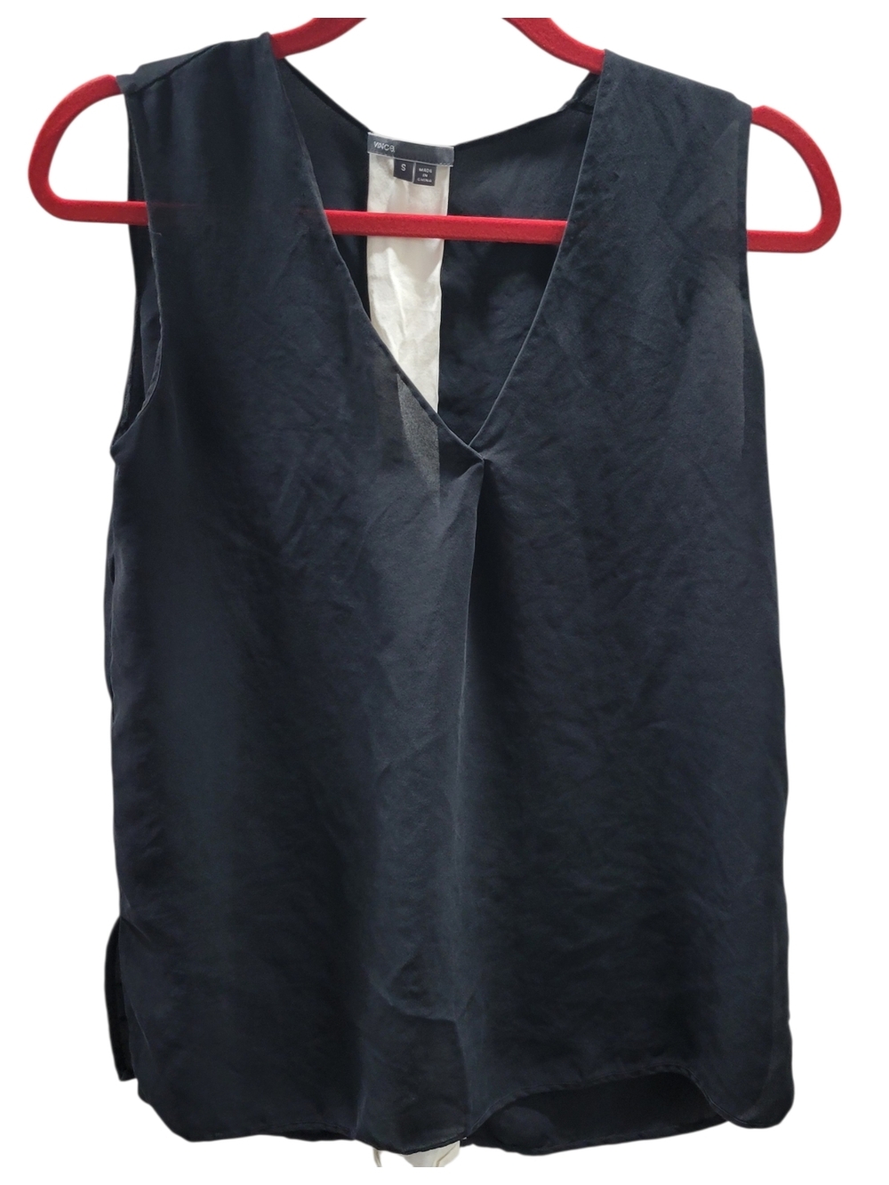 Vince Black V-Neck Sleeveless Sheer Top S